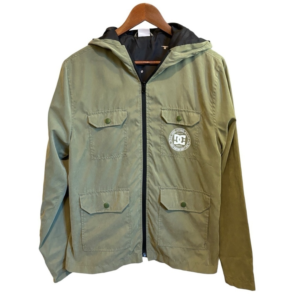 DC Clothing Men's Soft Shell Full Zip Hooded Jacket Size Small Olive Green